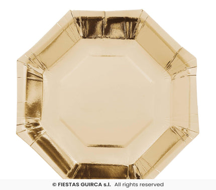 Feestbazaar Achthoekige Bordjes Metallic Goud (6st)