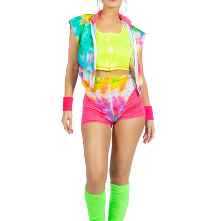 Feestbazaar Aerobic Party Outfit Tie Dye Neon Dames