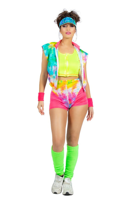 Feestbazaar Aerobic Party Outfit Tie Dye Neon Dames