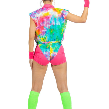 Feestbazaar Aerobic Party Outfit Tie Dye Neon Dames