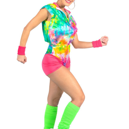 Feestbazaar Aerobic Party Outfit Tie Dye Neon Dames