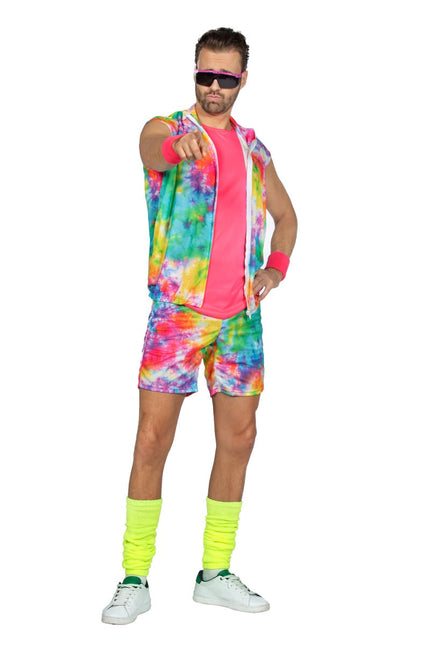 Feestbazaar Aerobic Party Outfit Tie Dye Neon Heren