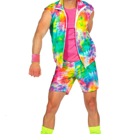 Feestbazaar Aerobic Party Outfit Tie Dye Neon Heren