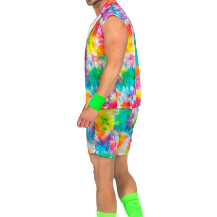Feestbazaar Aerobic Party Outfit Tie Dye Neon Heren