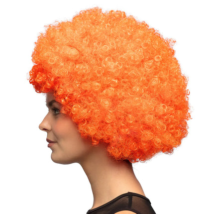 Feestbazaar Afro pruik oranje