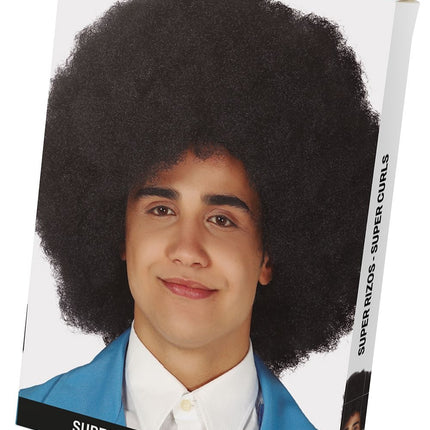 Feestbazaar Afro Pruik Zwart Mega