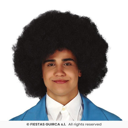 Feestbazaar Afro Pruik Zwart Mega