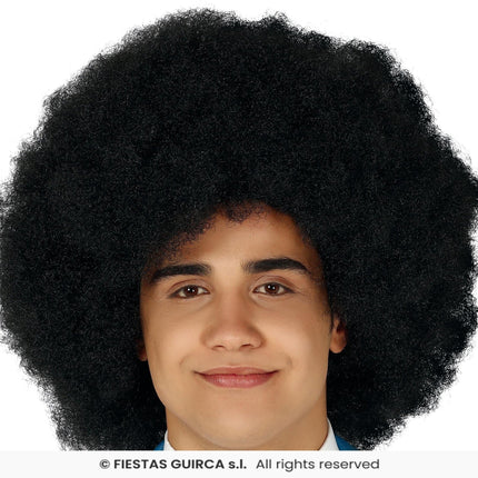 Feestbazaar Afro Pruik Zwart Mega