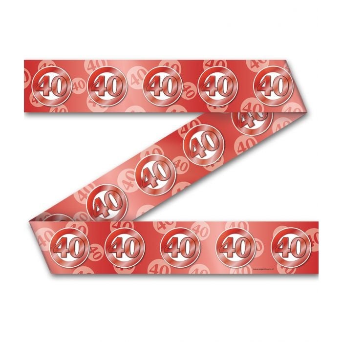 Feestbazaar Afzetlint 40 Jaar Rood (12m)