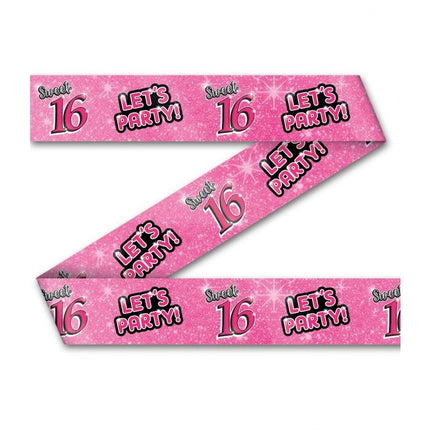 Feestbazaar Afzetlint Sweet 16 Roze (12m)