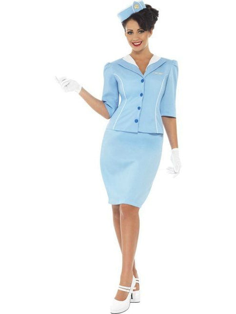 Feestbazaar Air Hostess kostuum blauw
