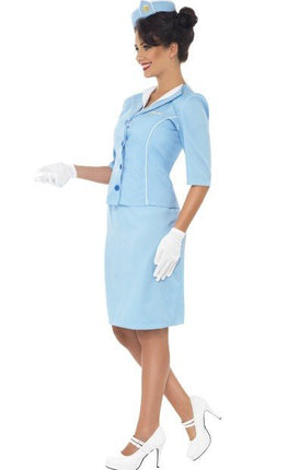Feestbazaar Air Hostess kostuum blauw
