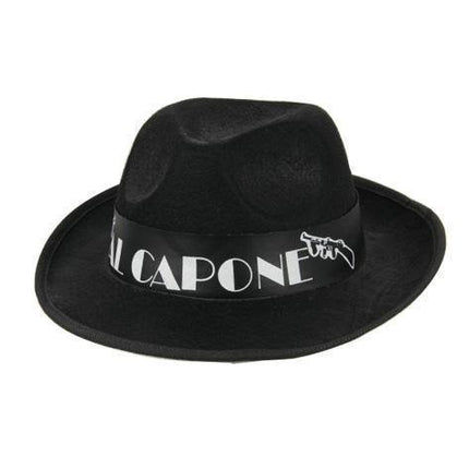 Feestbazaar Al Capone hoed zwart eco