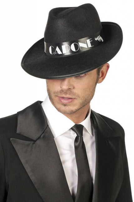 Feestbazaar Al Capone hoed zwart eco