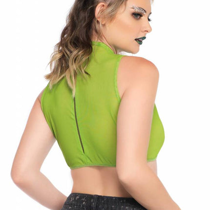 Feestbazaar Alien mesh crop top