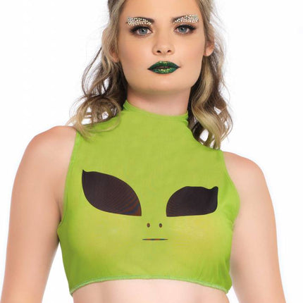 Feestbazaar Alien mesh crop top