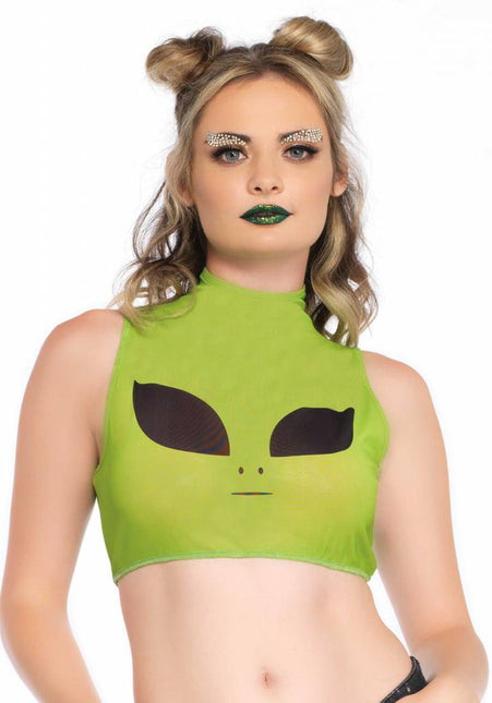 Feestbazaar Alien mesh crop top