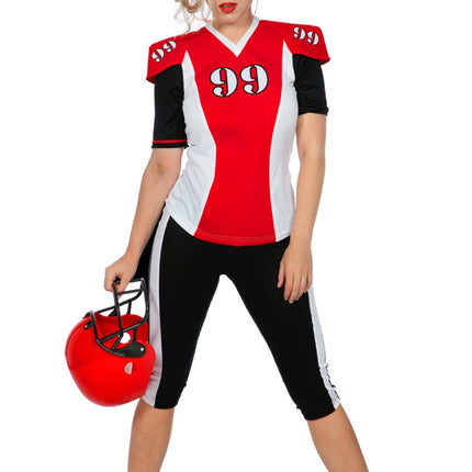 Feestbazaar American Football Kostuum Rood/Zwart Vrouw