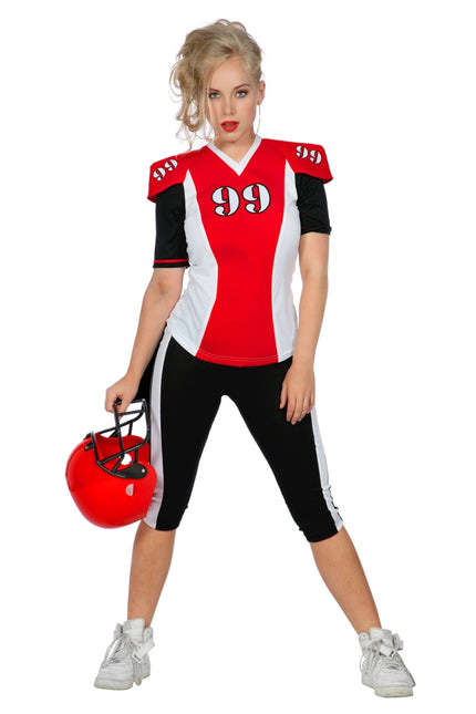 Feestbazaar American Football Kostuum Rood/Zwart Vrouw