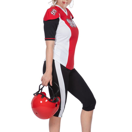 Feestbazaar American Football Kostuum Rood/Zwart Vrouw