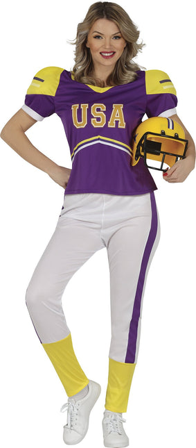 Feestbazaar American Football Kostuum Vrouw Purple