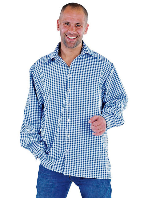 Feestbazaar Apres Ski Blouse Heren Blauw/Wit Frenkl