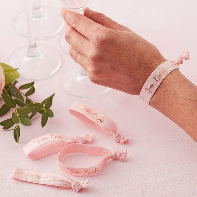 Feestbazaar Armbandjes Team Bride Roze Floral (5st)