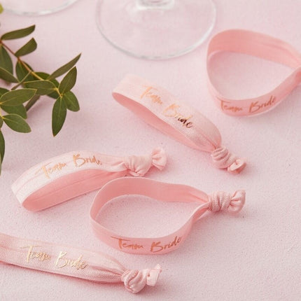 Feestbazaar Armbandjes Team Bride Roze Floral (5st)