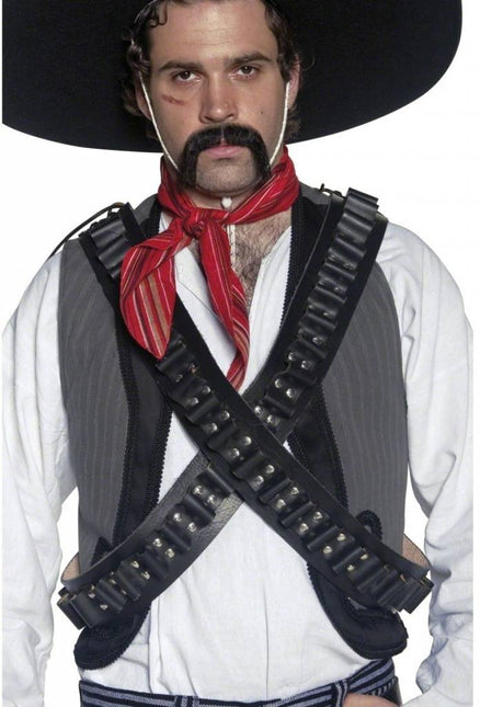 Feestbazaar Authentieke Western Bullet riem zwart