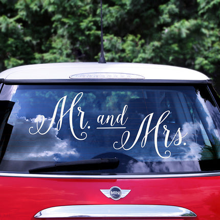 Feestbazaar Autosticker Mr & Mrs
