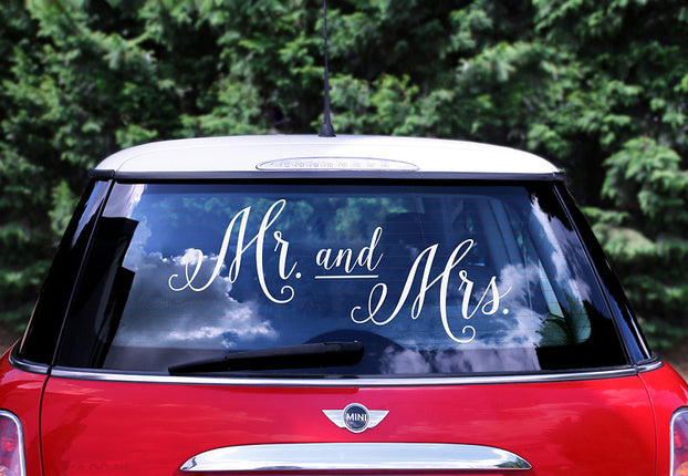 Feestbazaar Autosticker Mr & Mrs