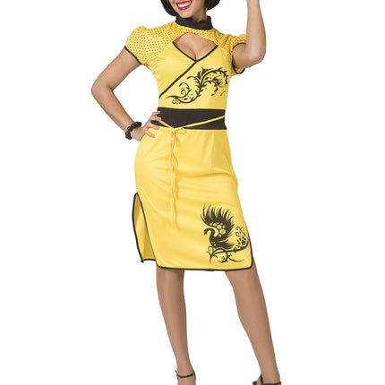 Feestbazaar Aziatische Jurk Ling Geel