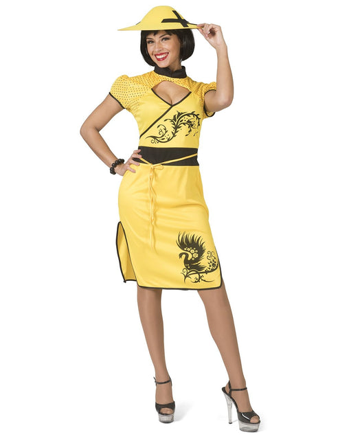 Feestbazaar Aziatische Jurk Ling Geel