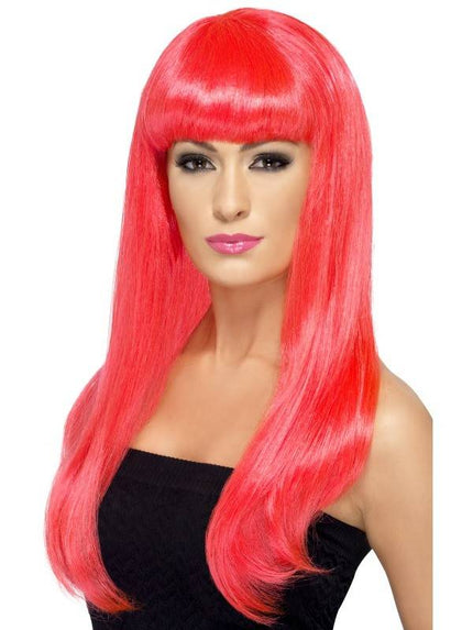 Feestbazaar Babelicious pruik neon pink