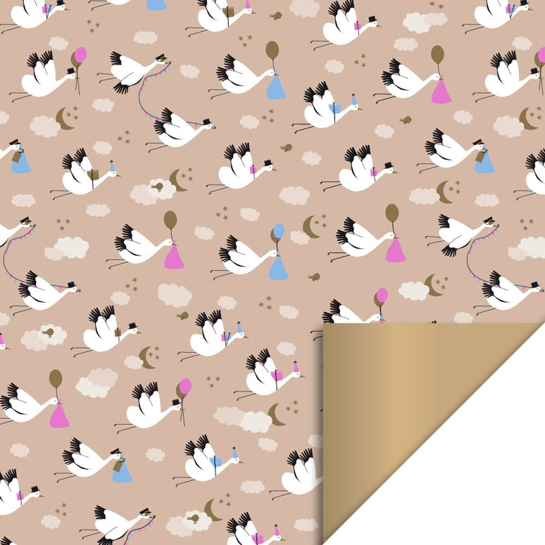 Feestbazaar Baby Bird Beige & Gold (70x300cm)
