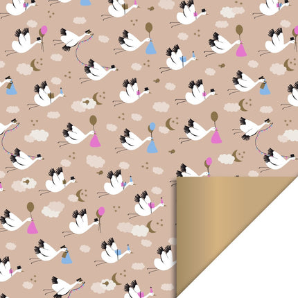 Feestbazaar Baby Bird Beige & Gold (70x300cm)