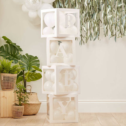 Feestbazaar Baby Blokken Ballondecoratie Wit