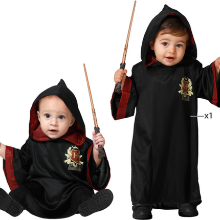 Feestbazaar Baby Peuter Tovenaarspakje Hogwarts zwart/rood