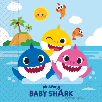 Feestbazaar Baby Shark Servetten Palmboom (20st)