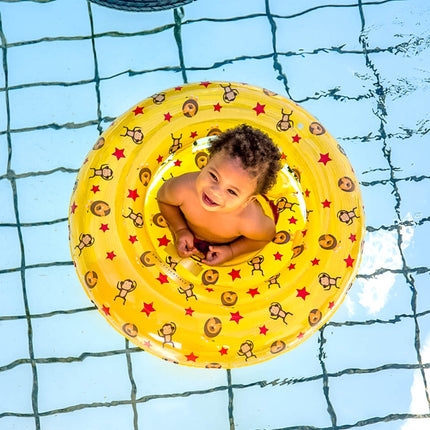 Feestbazaar Baby Zwemzitje Circusprint Geel
