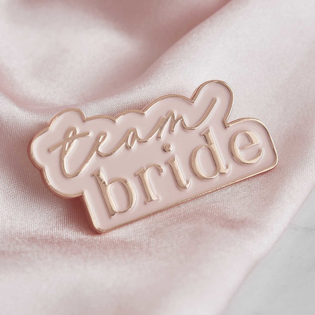 Feestbazaar Badge Team Bride Rose Gold Pink
