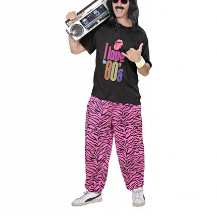 Feestbazaar Baggy Broek 80's zebra roze