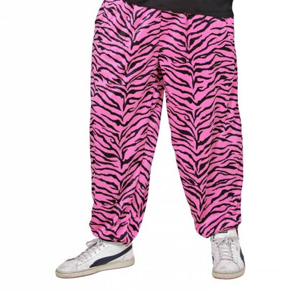 Feestbazaar Baggy Broek 80's zebra roze
