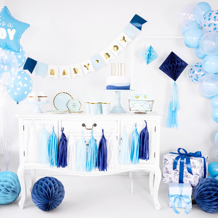 Feestbazaar Ballon baby blauw pastel met witte stippen 6 stuks