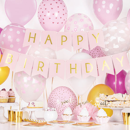 Feestbazaar Ballon baby roze pastel met witte stippen 6 stuks