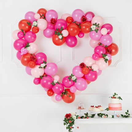 Feestbazaar Ballon Decoratie Set Met Hart Frame Roze/Rood
