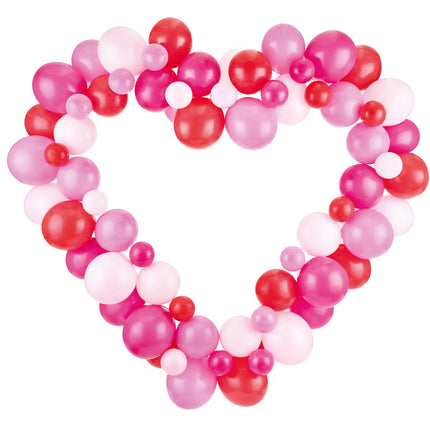Feestbazaar Ballon Decoratie Set Met Hart Frame Roze/Rood