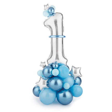 Feestbazaar Ballonboeket Set Cijfer 1 Blauw