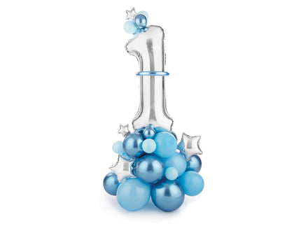 Feestbazaar Ballonboeket Set Cijfer 1 Blauw