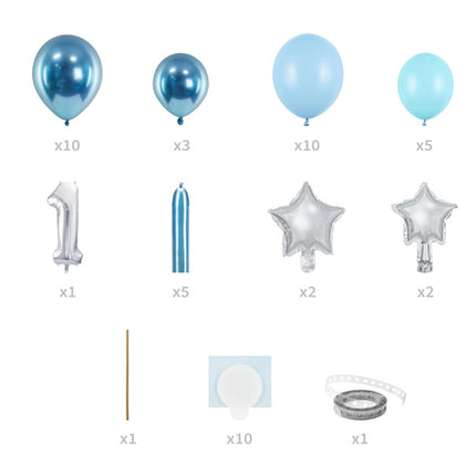 Feestbazaar Ballonboeket Set Cijfer 1 Blauw